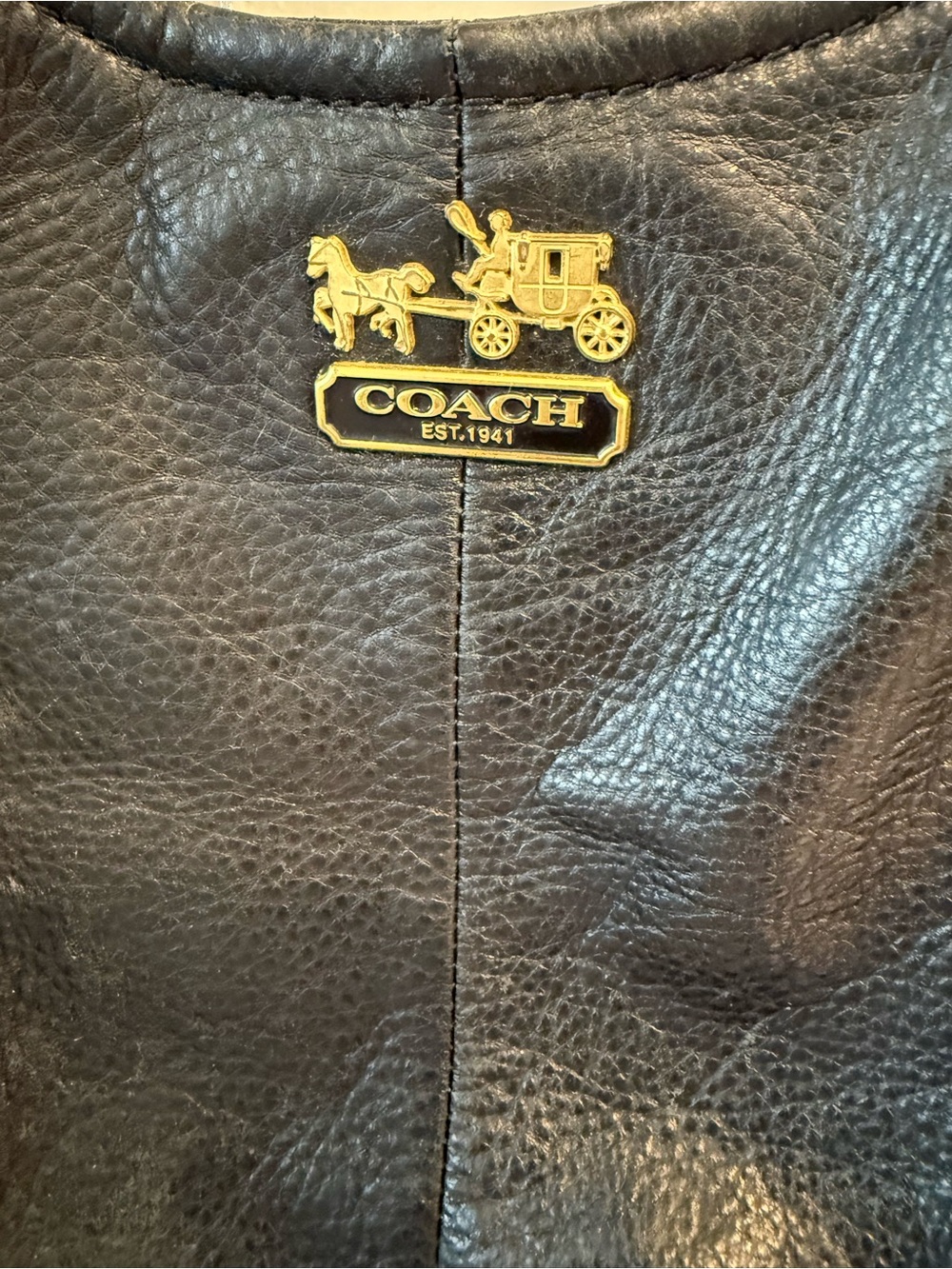 COACH MADISON ABIGAIL Black Pebbeled Leather Shoulder bag with Gold Hardware EUC - Picture 4 of 9
